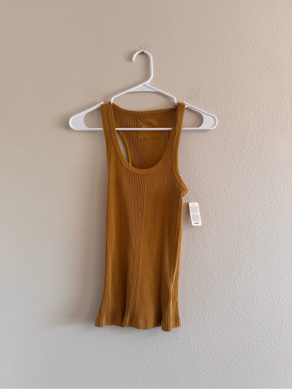 NWT aerie Ribbed Scoop Racerback Tank - Mustard Gold